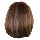 Fashion Brown Wig Medium Sided Part Bob Straight Synthetic Grey Highlight