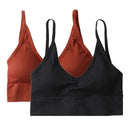 2PCS Fashion V Neck Padded Bralette Beach Comfort Bra Crop Top