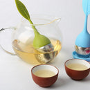Stainless tea infuser with lid Silicone strainer Green leaf-4 piece W1J5