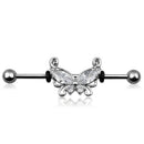 Stainless Steel Zircon Barbell Ear Stud Tragus Cartilage Helix Earring Pierc- OZ