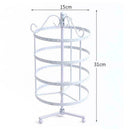 144 Holes 4 Tiers Round Rotatable Earrings Women Jewelry Stand Rack (White) A