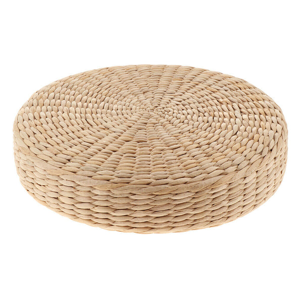 2Pcs 12 inch Rustic Floor Cushion Straw Pouf Seat Meditation Ottoman Home Decor,