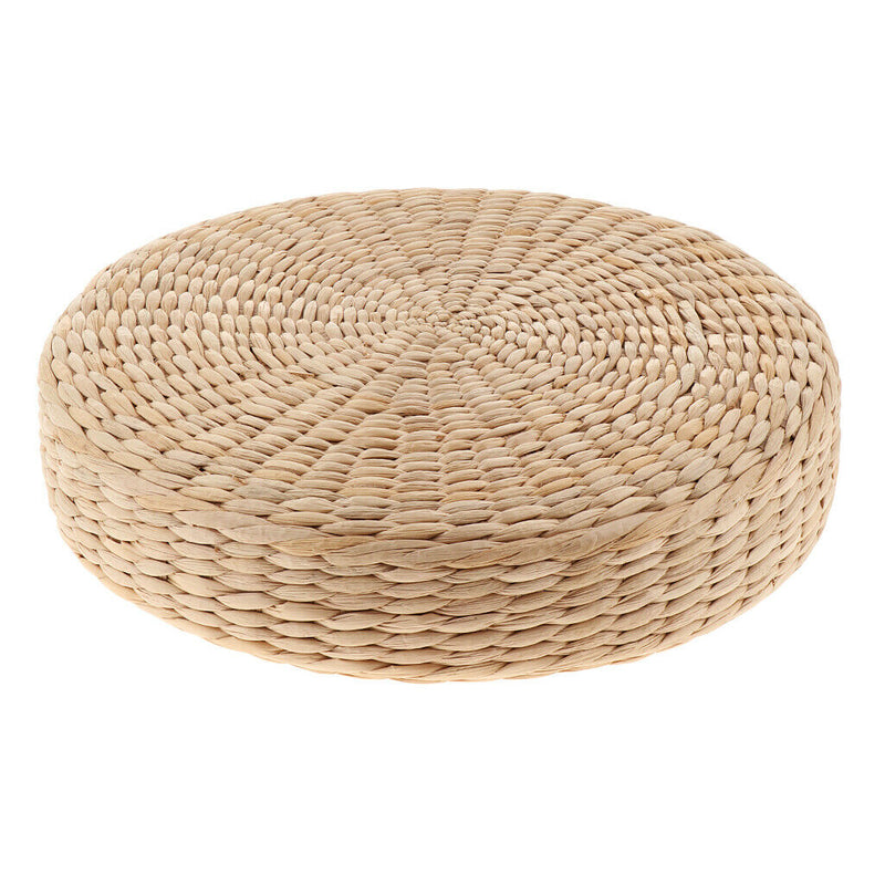 2Pcs 12 inch Rustic Floor Cushion Straw Pouf Seat Meditation Ottoman Home Decor,