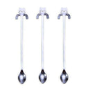 3-Pcs Lovely Cat Long Handle Hanging Spoons Stainless Steel Ice Tea Coffee