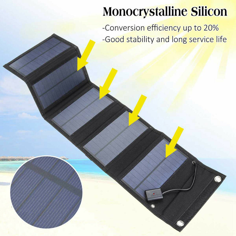 Folding Solar Panel Charger USB Charging for Cellphone Notebook Laptop