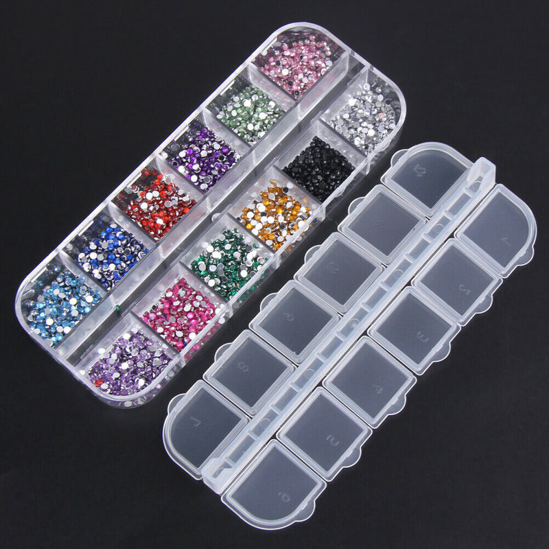 3600pcs Nail Art Rhinestones Decoration 1.5mm Round Glitters With Hard Case