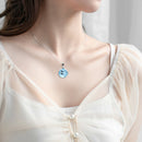 Charm White Clouds Blue Sky Birds Glass Ball Pendant Necklace Terrarium 2.8cm