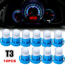 10pcs Blue T3 Neo Wedge Car LED Bulb Cluster Instrument Dash Climate Base Light