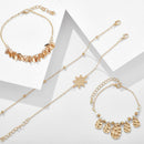 4Pcs Bohemian Multi-layer Leafs Tortoise Bracelet Set Women Bangle Jewelry G TE