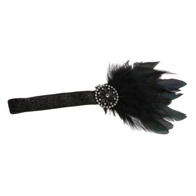 Womens Feather Headband Gatsby 20s Flapper Beaded Fascinator Wedding Bridal
