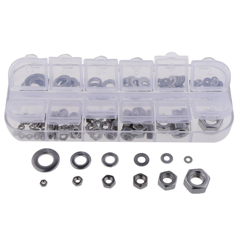M2,M3,M4,M5,M6,M8 Hex Nuts & Flat Washers Assortment Washer Nuts kit 137pcs