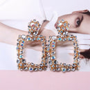 Statement Earrings For Women Large Square Crystal Big Earrings Rhinestone D X7E5