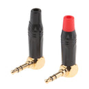 2Pieces 90 Degree 3.5mm 3Pole Male Earphones Audio Solder Jack Plug Adapter