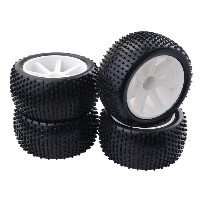 4 Pieces 12mm Hub Plastic Wheel Rim & Rubber Tire Tyres For 1:10 RC Buggy Truggy