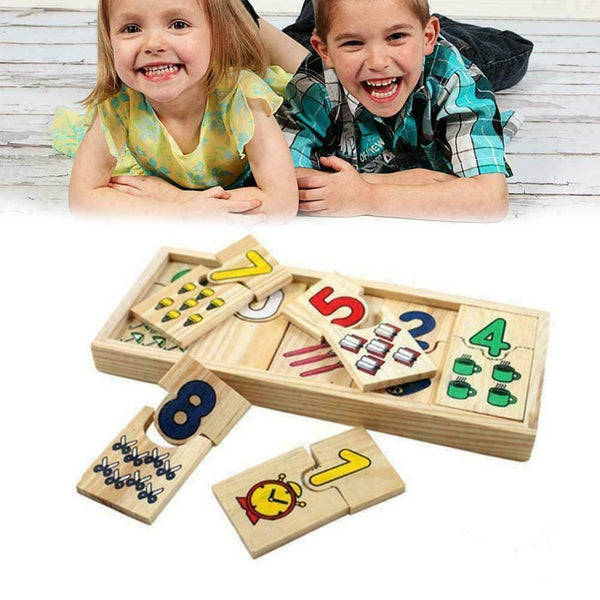 Number Colour Kids Toys Wooden Educational Jigsaws Puzzle Matching G6F6 K7N8