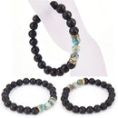 2 PCS Lava Stone Beads Natural Stone Bracelet Set Unisex Stretch Yoga Bracelet L