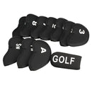 Black Set of 11pcs Golf Club Putter Iron Head Cover Case Protector Sleeve