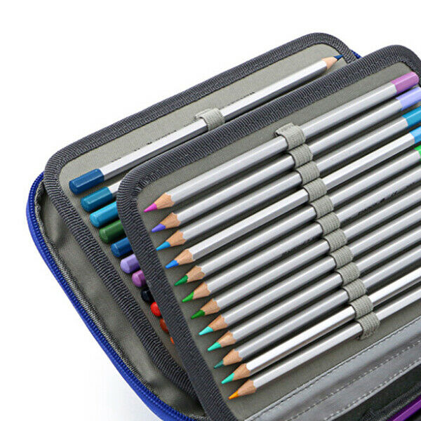 72 Holder Pen Colored Pencil Case School Multi-functional High Capacity Zip N5J6