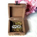Wedding Ring Bearer Box w/ Heart Decor Wood Display Jewelry Ring Holder Case