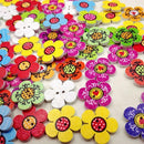200Pcs/lot Cartoon Cat Flower Wooden Buttons for Sewing Scrapbooking Crafts