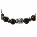 Men Natural Tiger Eye Stone Beads Bracelet Buddha Head Charm Beaded Bracele S7C5