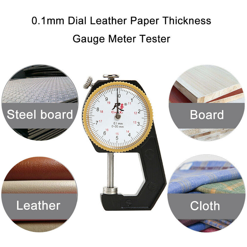 0-20mm 0.1mm Dial Leather Paper Thickness Gauge Meter Tester (Flat Head) A