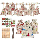 24Pack Countdown Bag Hanging Candy Gift Sack Pouch Clips Stickers Rope ChriSEAU