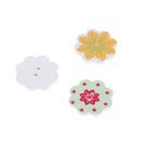 50Pcs Wood Mixed Flower Handmade 2 Holes Wooden Buttons Sewing Scrapbooking DIY