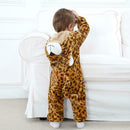 Leopard Shaped Flannel Rompers Baby Kids Long Sleeve Hooded Jumpsuit (0-6M) A