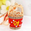 2 Pcs New Creative China Style Lucky Ingot Key Chains Classic Crystal Cornu Y4E2