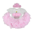 Set of 2pcs Cake Patterns Rompers Tiered Skirt Headband Clothes for 22''-23''