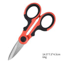 Electrician Electrical Scissors for Cables Fabrics Tool 14.5x7.5cm,Black Red