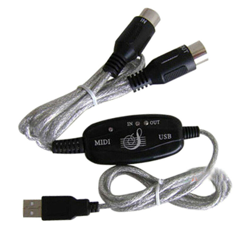 USB To MIDI Cable For Music Keyboard Adapter Converter, Black Extension Cable
