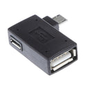 3 Pieces 90 degree Left Angle Micro USB 2.0 OTG Host Adapter w/ USB Power for