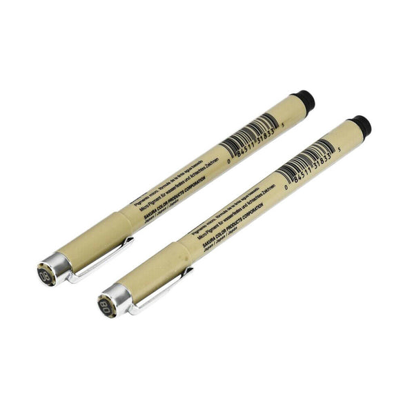 2pcs Micro Pens Tip Size 08, Suitable for Drawing, Sketching, Writing - Black