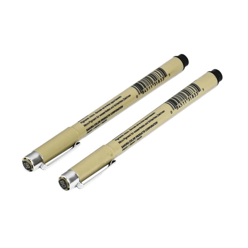 2pcs Micro Pens Tip Size 08, Suitable for Drawing, Sketching, Writing - Black