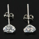 1 Pair 6MM Round Cubic Zirconia Anti allergic Crystal Stud Earrings-White