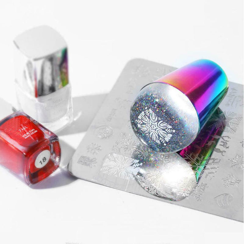 Transparent Silicone Nail Stamper Shining Holographic Head Nail Stamping Plate