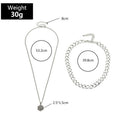 Double Layer Clavicle Chain Necklace Men Simple Retro Letter Alloy Pendant