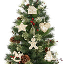 6pcs Hemp Rope Wooden Christmas Pendent Xmas Tree Hanging Ornaments Party Decor