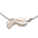 Boho Tassel Shell Pendant Anklet For Women Girl Gray Rope Adjustable Anklet