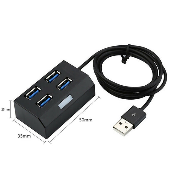 4 Ports USB 2.0 HUB Splitter Adapter External Converter for Desktop (Black)