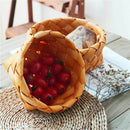 Creative hand-woven round fruit basket Bread basket-wood basket picnic stor C6V6