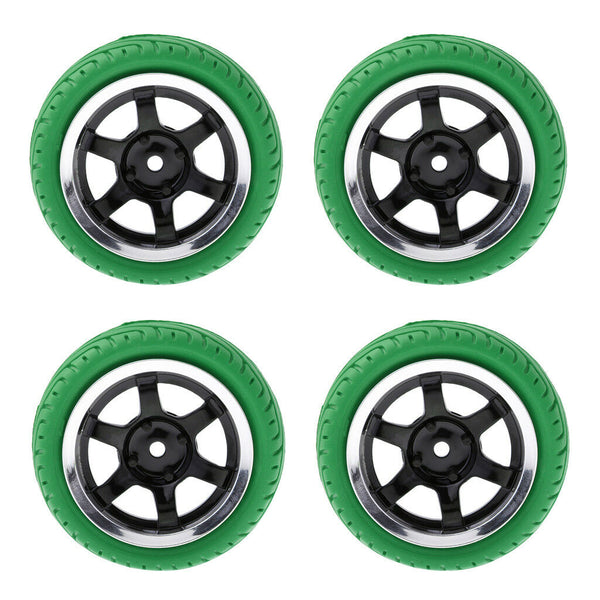 4x 1/10 Scale RC On Road Speed Racing Car Rubber Tires Tyre and Wheel Green