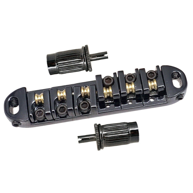 1 Set Roller Saddle Locking Bridge with Studs for Les Paul LP Guitar Black