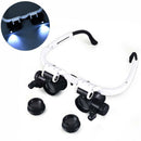 Double Eye Jewelry Watch Repair Magnifier Loupe Glasses With LED Light New