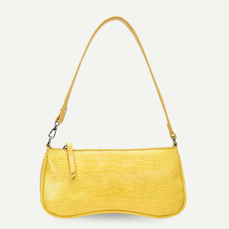 Women Totes Bags Alligator PU Elegant Shopping Shoulder Handbag (Yellow)