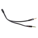 3.5mm Stereo Audio 1 Female to 2 Male Headphone Mic Splitter Cable Black