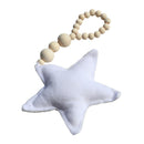 Wooden Beaded White Star Hanging Ornament for Home Wedding DIY Decor