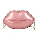 Lips Women PVC Handbags Chain Messenger Bags Shoulder Party Clutch (Pink) SN9F